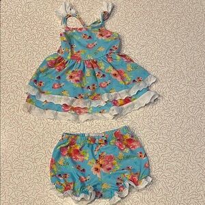 Dollfaced Floral‎ Blue Kids Dress SetSize 1-2 Years